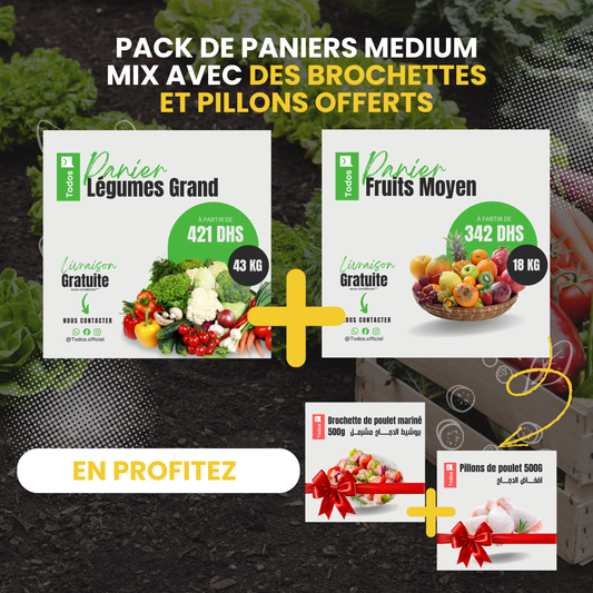 Pack medium Mix à Double Cadeau : Brochettes + Pillons Offerts